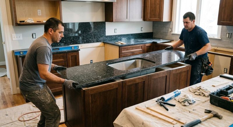 Granite Slab Installation in Lake County, IL